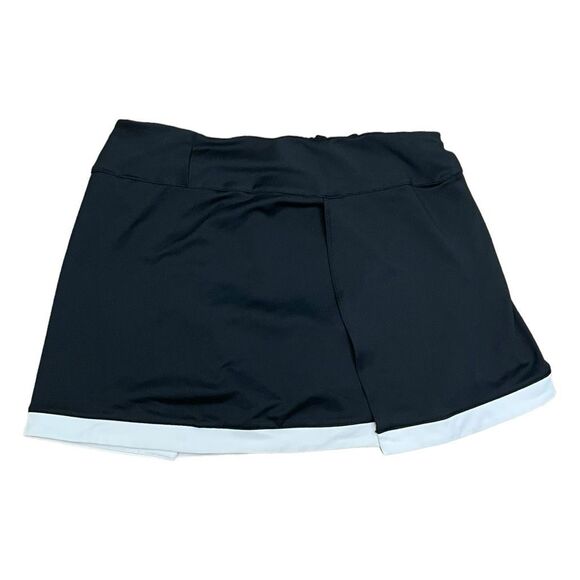 Champion Tennis Mini Skirt Skort Black White Stripe Athletic Back Pleats Poc - Picture 6 of 11